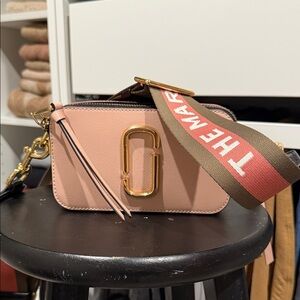 Marc Jacobs Blush Pink Crossbody Bag with Gold Accents